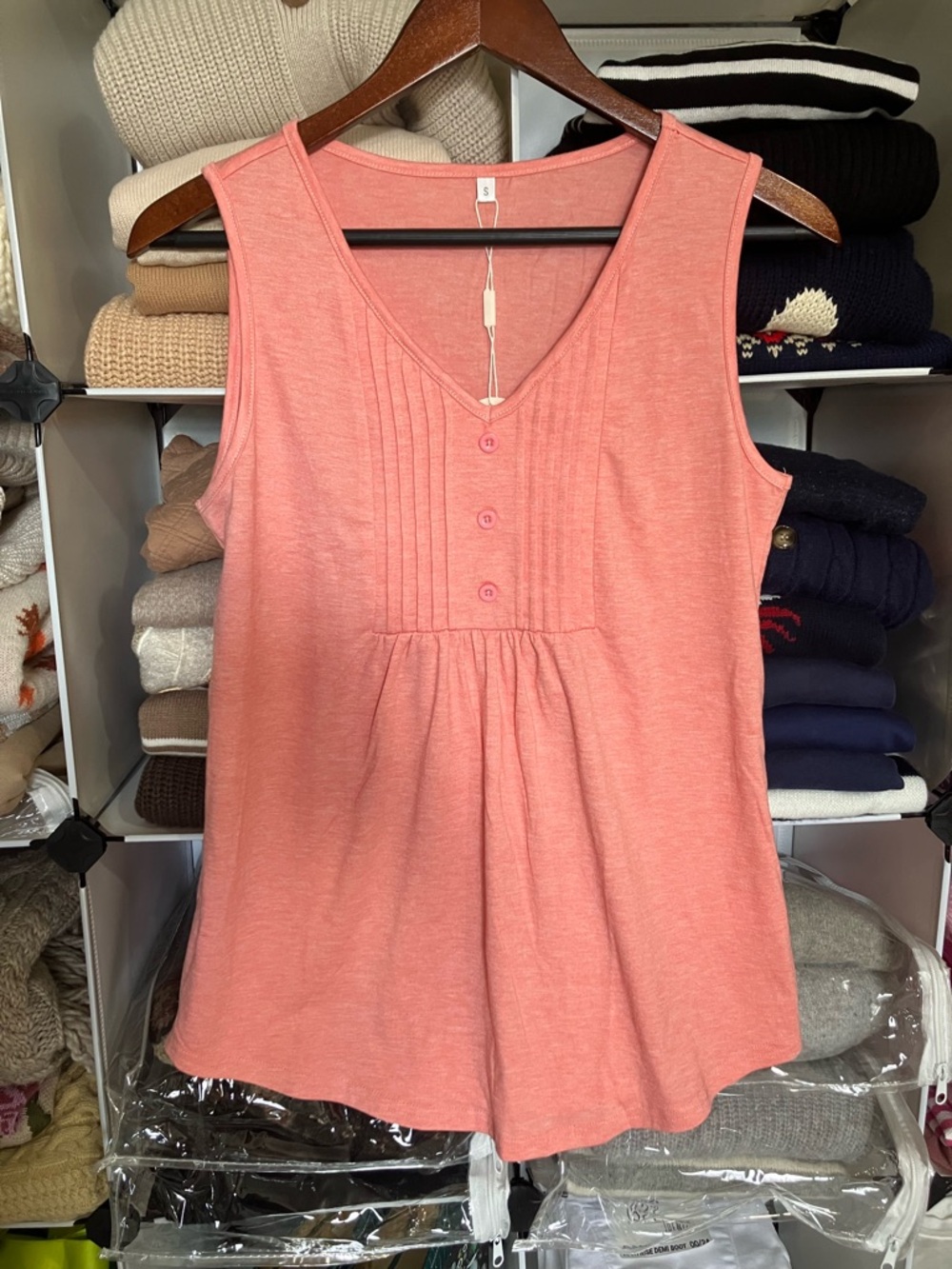 NWT Coral Knit Babydoll Top
